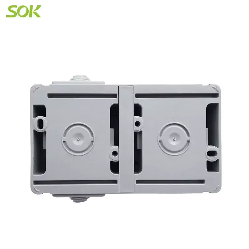 2 Gang 2 Way Light Switch and 1 gang Schuko wall sockets with earthing and protective door wall plate switch IP65 wall switches