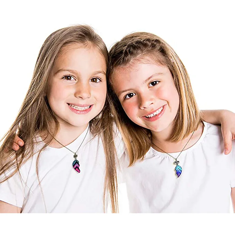 2023 New Sequined Heart Best Friend Necklace Gradient Children Necklace Set Kolye