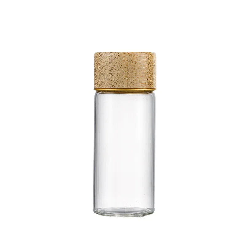 Glass Tube Bamboo Caps 30mm diameter  Health Care Products Packing Tube Empty Bottle Powder Flower Tea Packing
