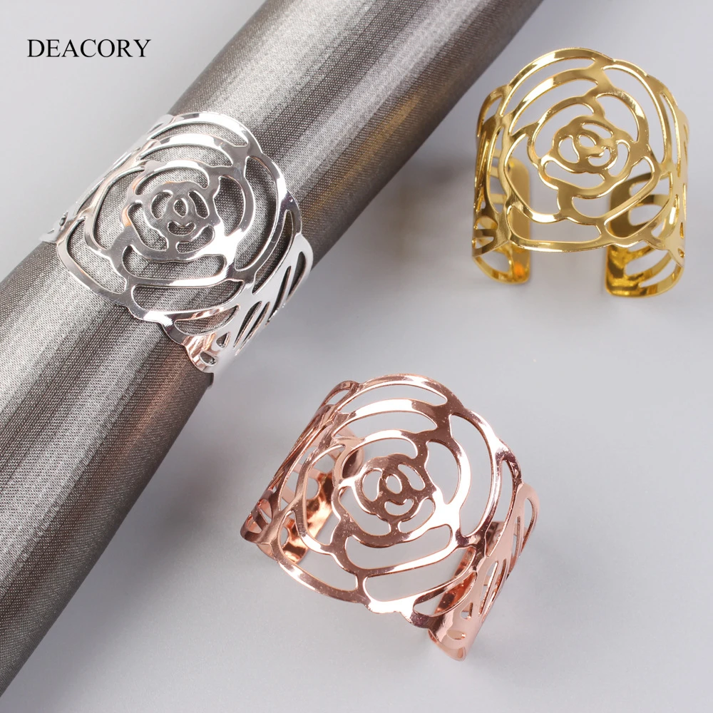 DEACORY Wholesale high quality tableware decoration gold silver kirsite metal hotel restaurant wedding dinner napkin ring