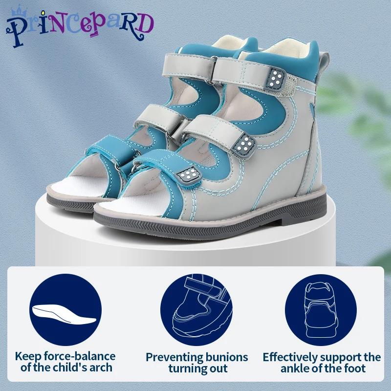 Princepard Orthopedic Summer Sandals for Kids with Ankle and Arch Support to Correct Kid Flat Feet and Tiptoe Walking