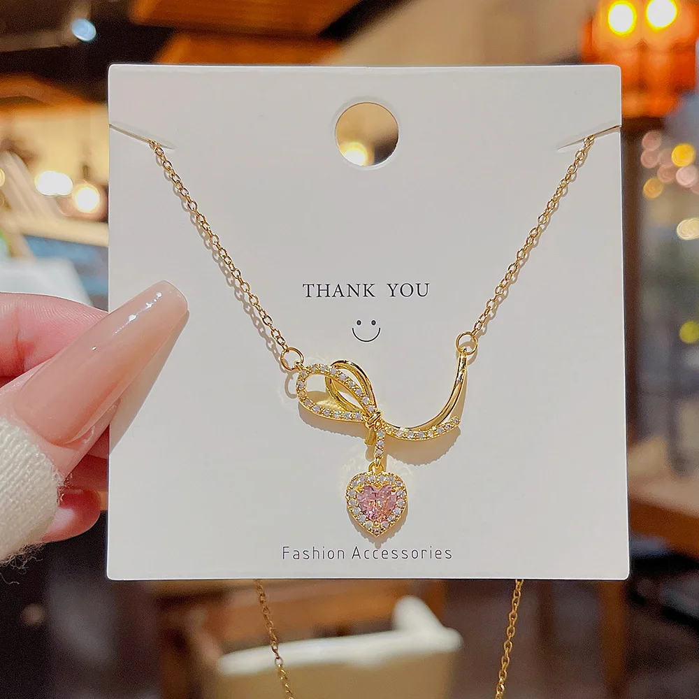 Simple Heart Necklace Multicolor Elegant Luxury Temperament Women Daily Romantic Necklace For Women Party Jewelry