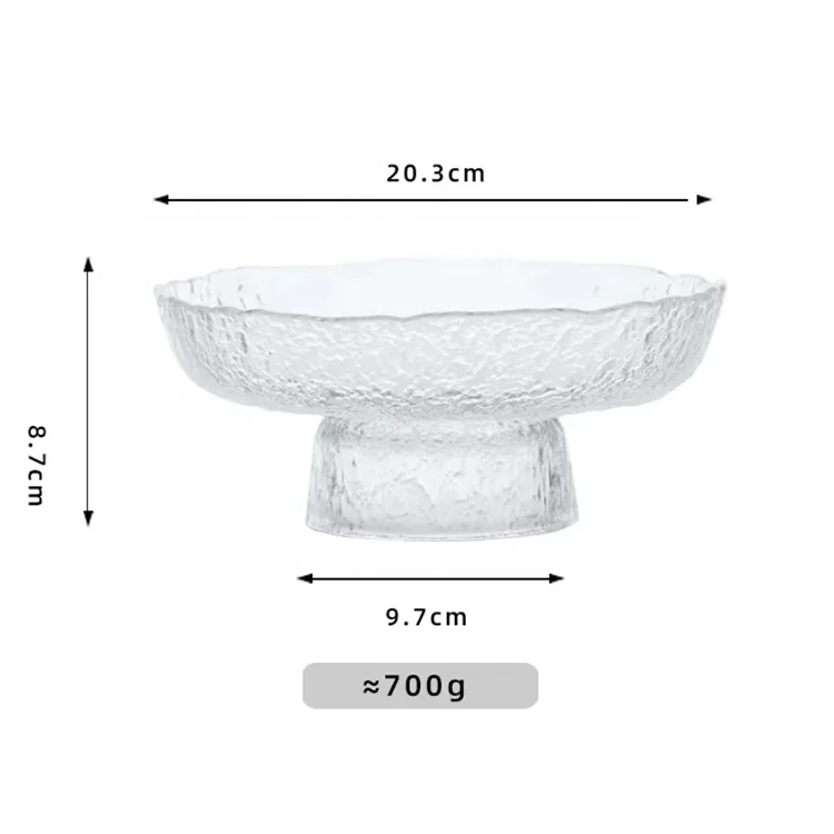 Wholesale Japanese Thickened Glass Customized Logo Glass High Foot Ice Dew Plate  For Gift
