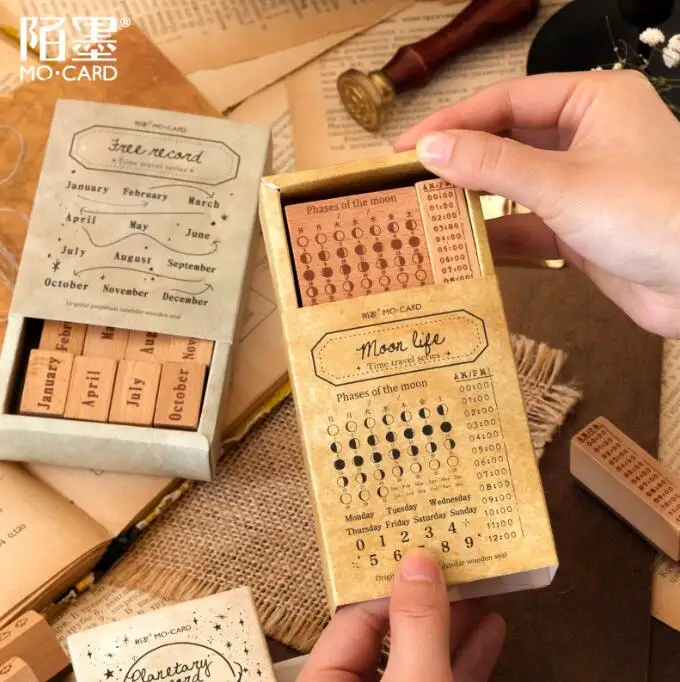 TIME TRAVEL SERIES different combination calendar weather week scrapbooking wood stamp