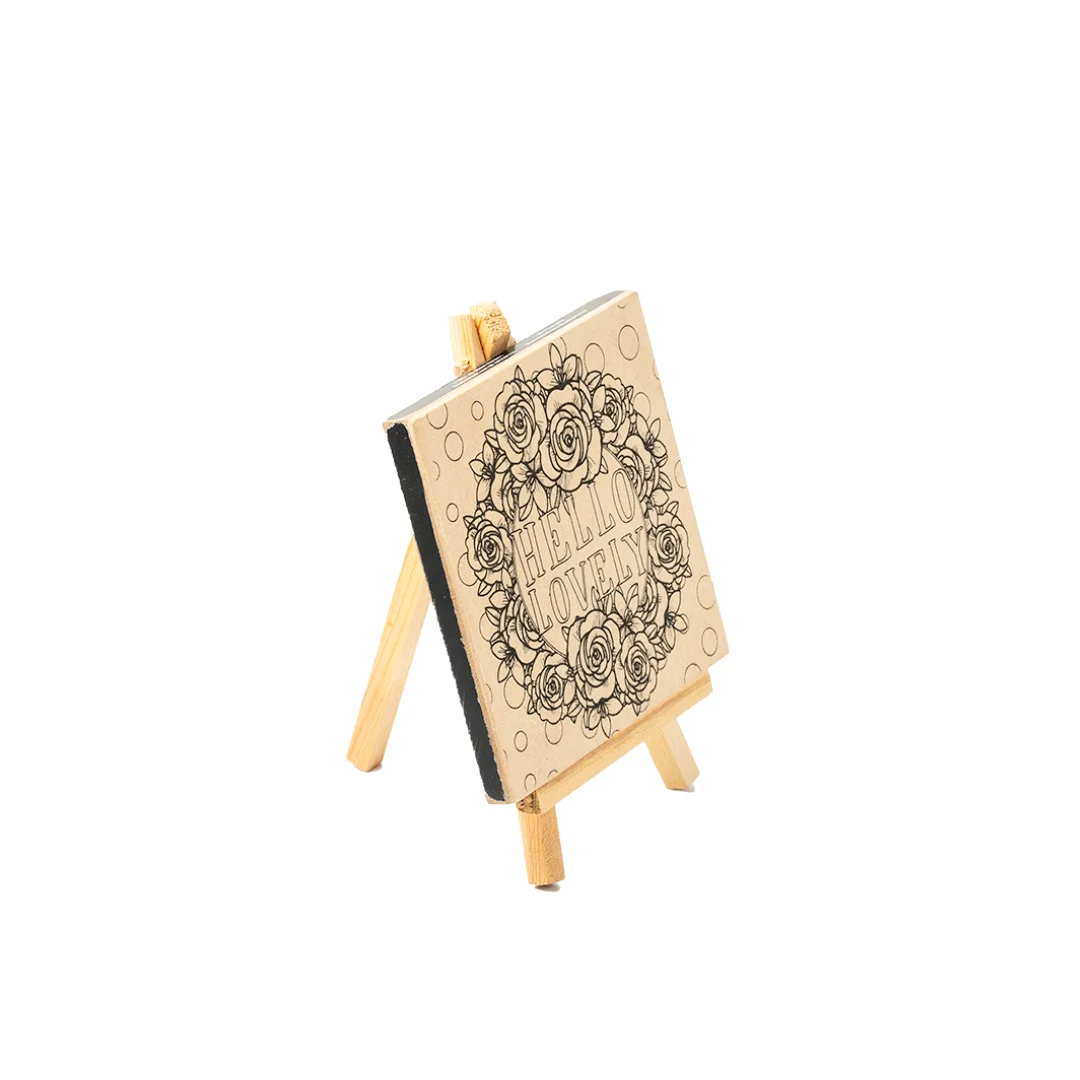 Mini MDF Canvas with Easel 4.3x4.3 Inch Metal Frame for Painting colouring painting for kid art