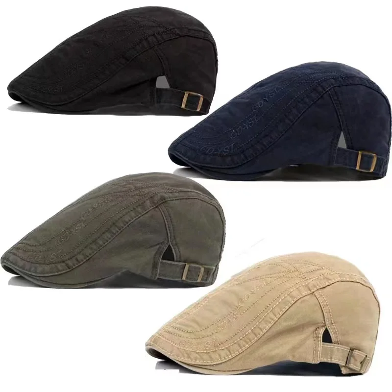 Custom logo made beret  for men Vintage brimless adjustable beret hats for men