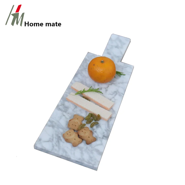 Personalized Marble Cheese Board Versatile White Marble Server Plate With Handle