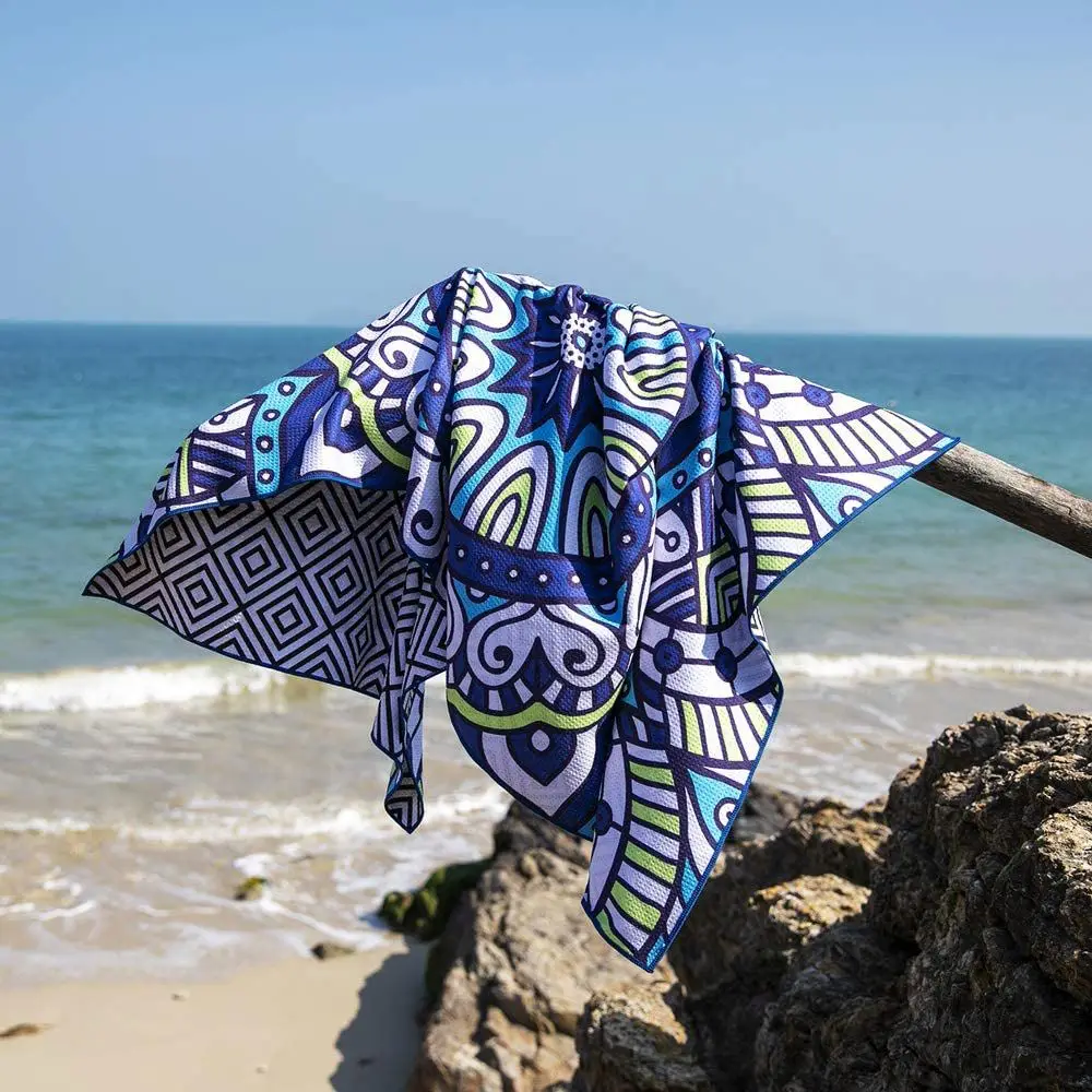 Hemp Tie Dye 100% Polyester Sand less Microfiber Suede Cute Beach Towel custom printed soft beach towel