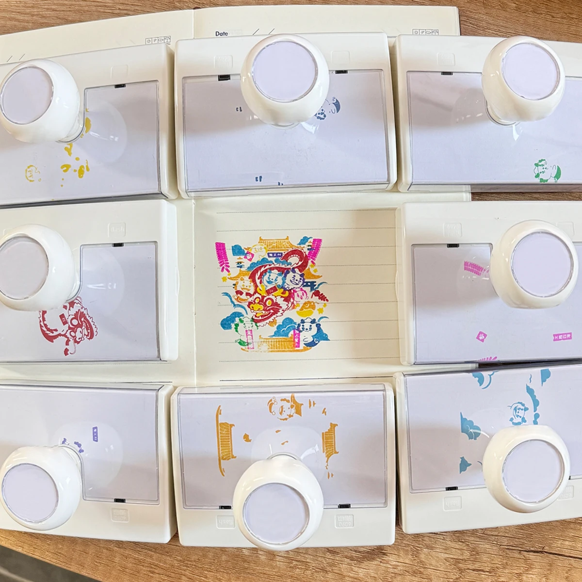 Factory multi-color superimpose flash stamp foam stamp fast flash stamp