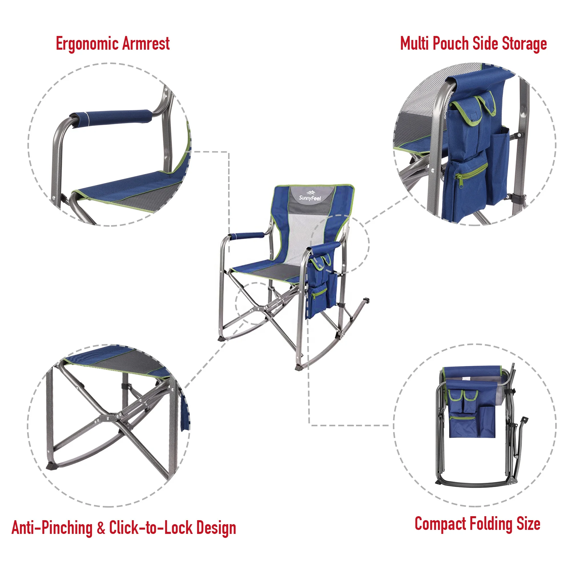 SUNNYFEEL Outdoor Furniture Portable Camping Chairs Folding Outdoor Steel Wood Grain Foldable Fishing Kermit Chair