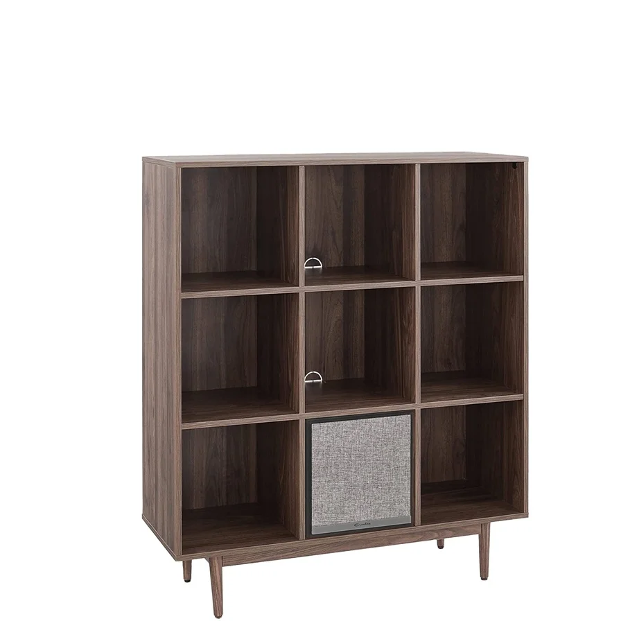 Manufacturer OEM Locker Record Storage Table Large Record Player Stand Wood Legs and Power Outlet CD storage rack bedside table