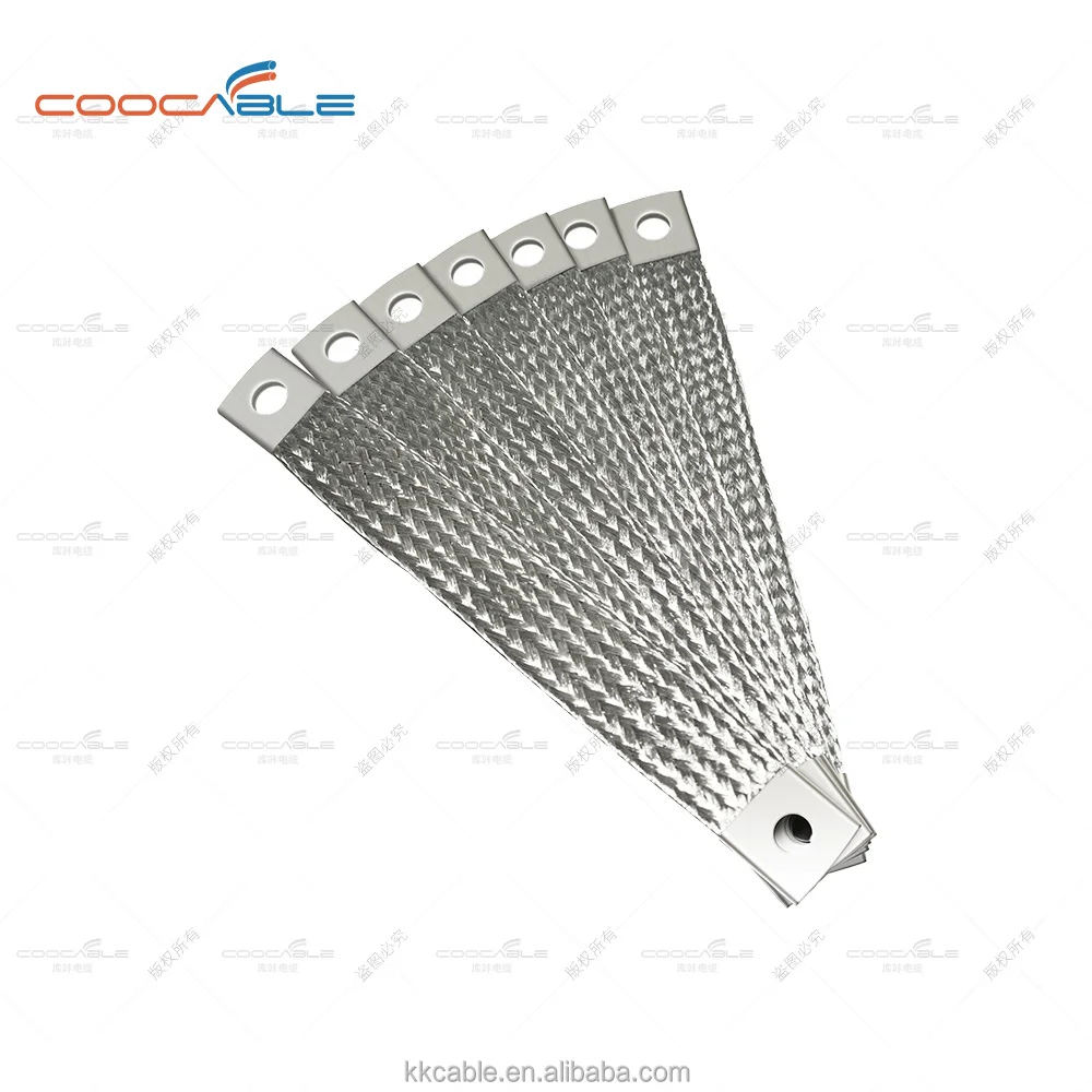 CMP flexible tinned flat copper braid earth strap with copper terminal