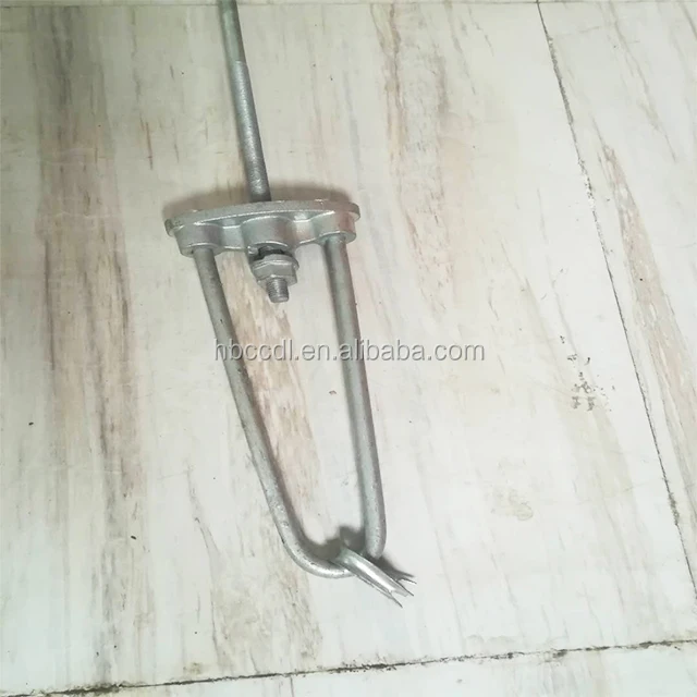 Galvanized iron bow stay anchor rod with thimble eye for OPGW ADSS overhead line