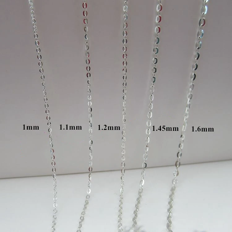 Factory wholesale sterling silver flat cable chains 925 for DIY bracelet jewellery silver chains