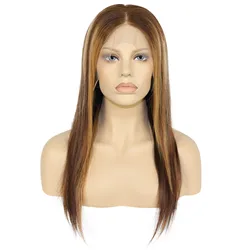 Honey Blonde Colored 13x4 Part HD Lace Frontal Brazilian Straight Wigs with Baby Hair Pre Plucked 150% Density 24 Inch