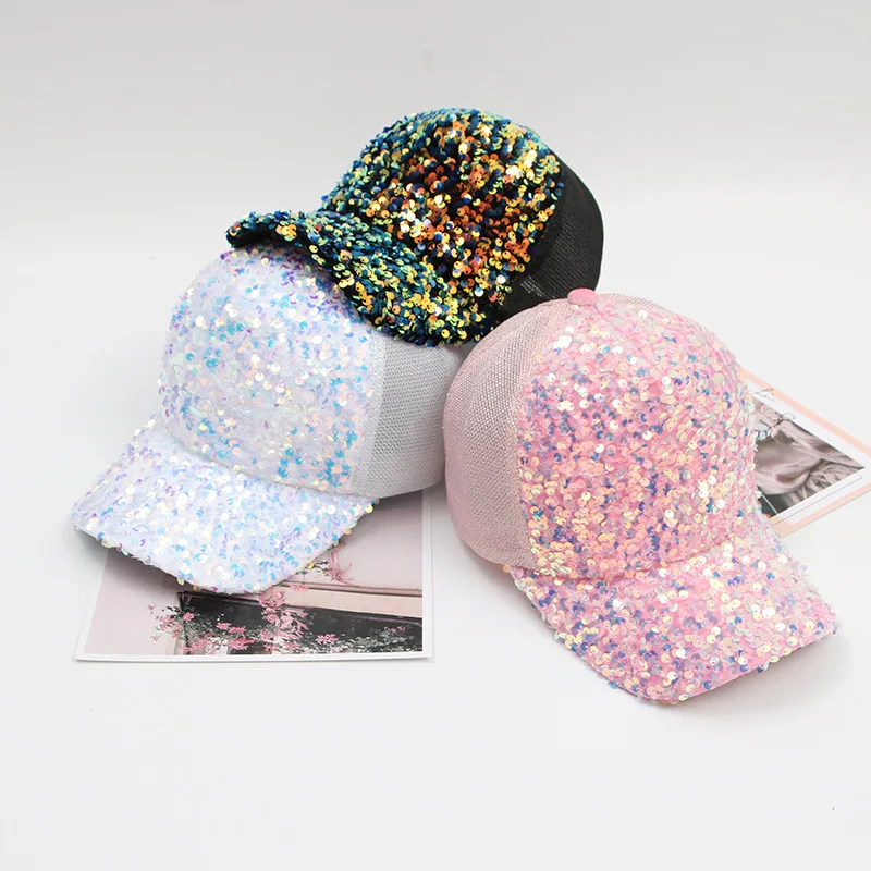 Reflective Hat Caps Rhinestone Glitter Baseball Cap Womens Red Cross Women Bling Hats