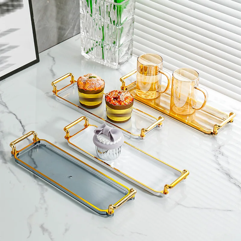 Plastic Organizer Tray High Quality Multiple Colors Storage Tray For Kitchen Tableware Bathroom