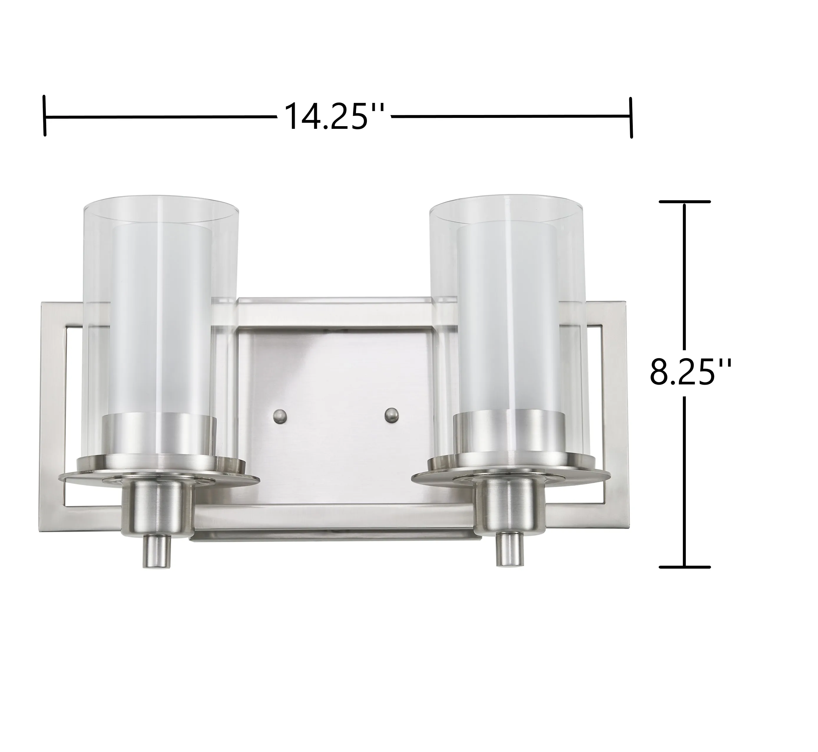 Popular Vanity Wall Mounted lamp 2-Globe Glass Clear & Frosted Brushed Nickel E26 bulb UL ETL Listed