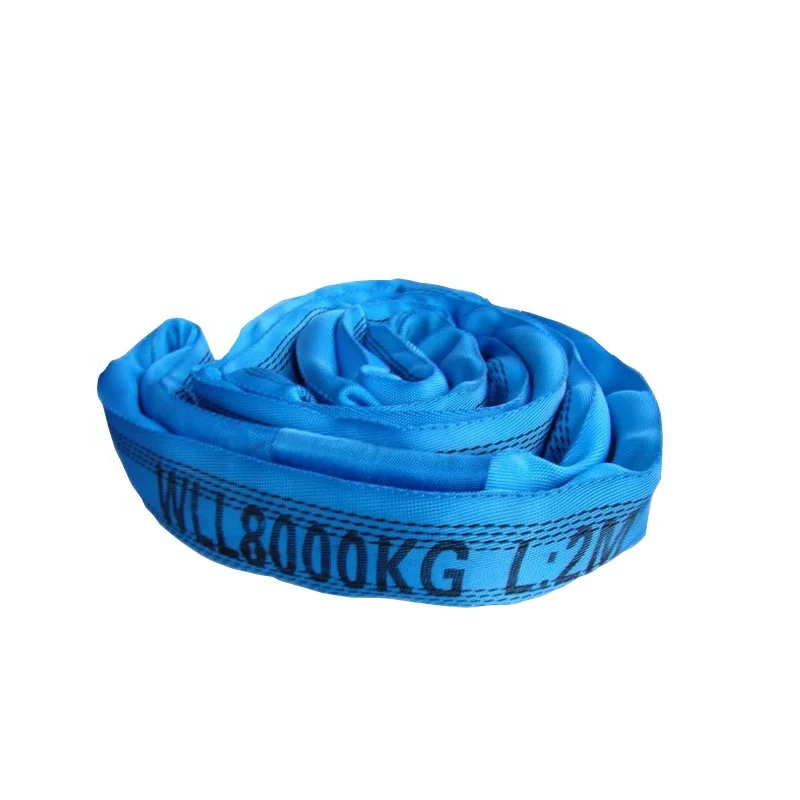 Customized Manufactured 8 Ton Polyester Webbing Slings Round Fibre Slings