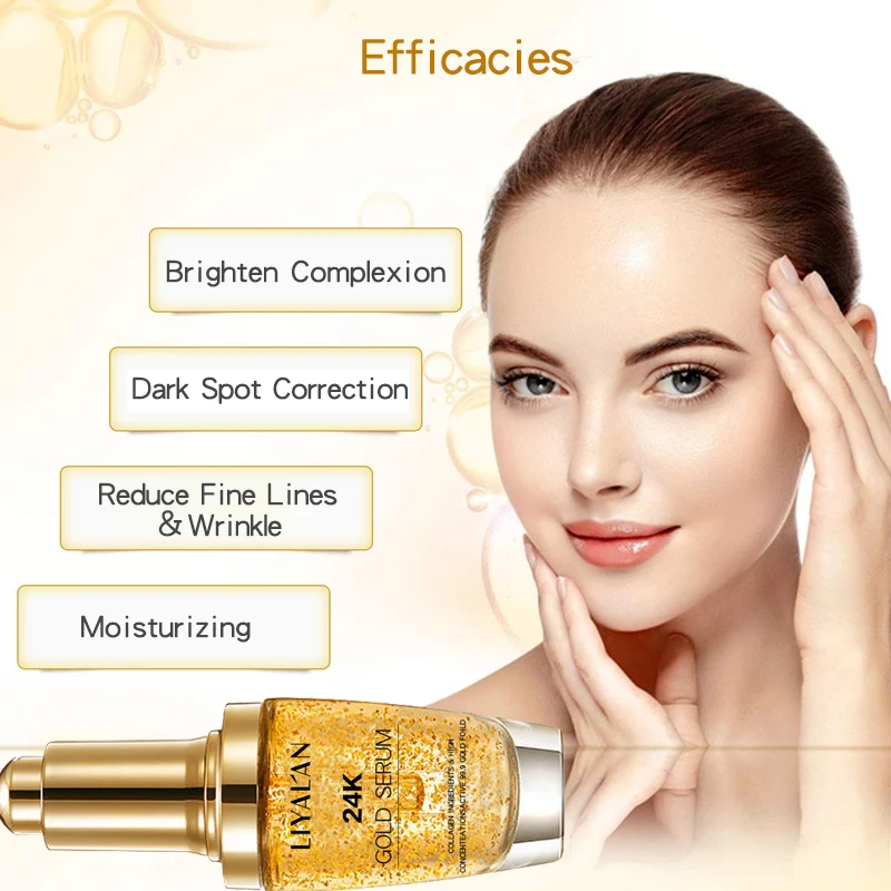 Private Label Vegan Organic Hyaluronic vitamin c Eye Serum Anti Wrinkle 24K Gold Collagen Skin Care Serum Facial