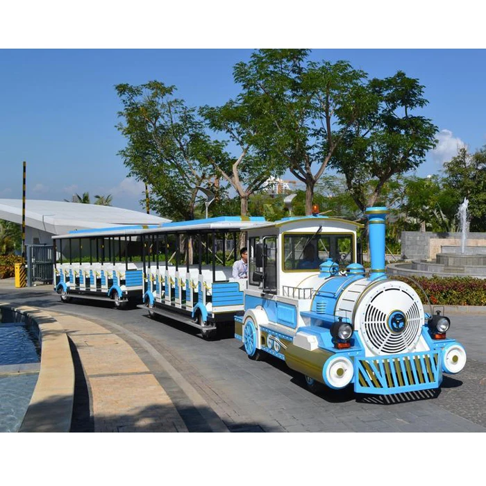 Professional manufacturer of tourist trackless train rides park electric train for sale