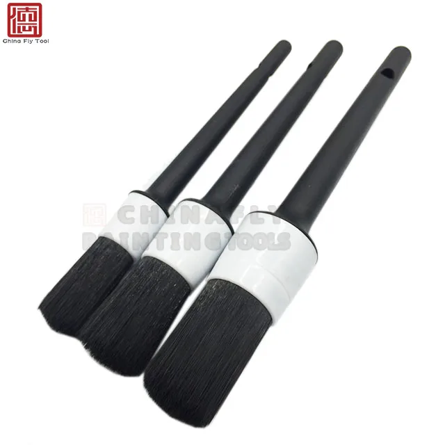 CTRPB012  Wholesale price 3pack Black Plastic Handle synthetic filament  Round Paint Brushes for car care brush