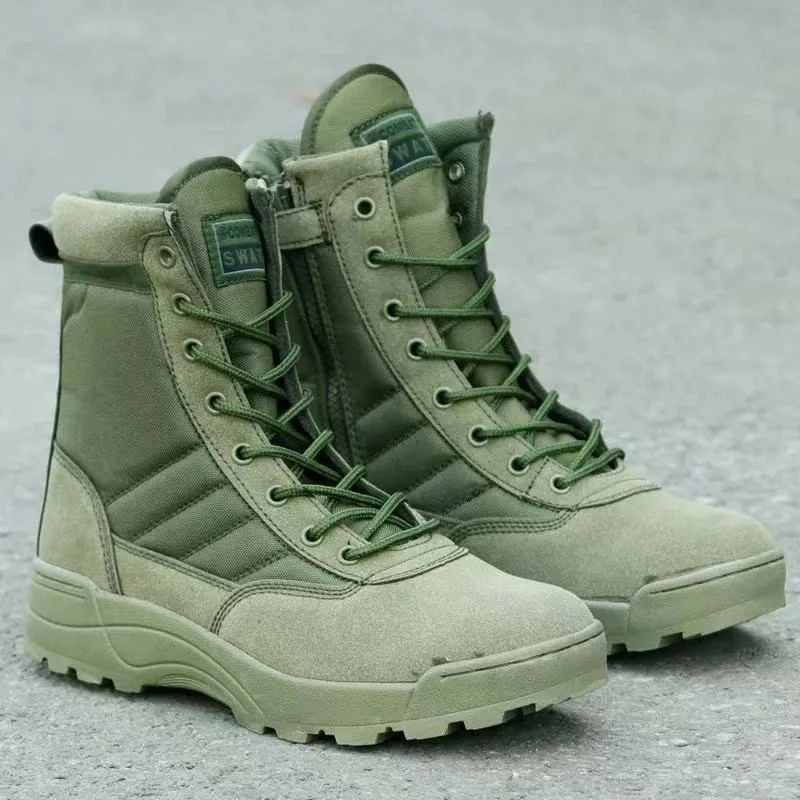 
Combat Boots Outdoor Green High-top Anti-slip Army Tactical Anti-kick Hiking Boots 