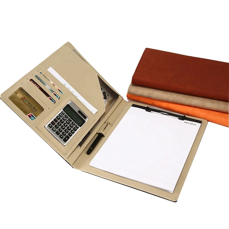 
best price custom printing business leather notebooks with pen and calculator 