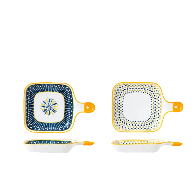 Ceramic Home Oven with Handle Baking Pan Baking Single Handle Glaze