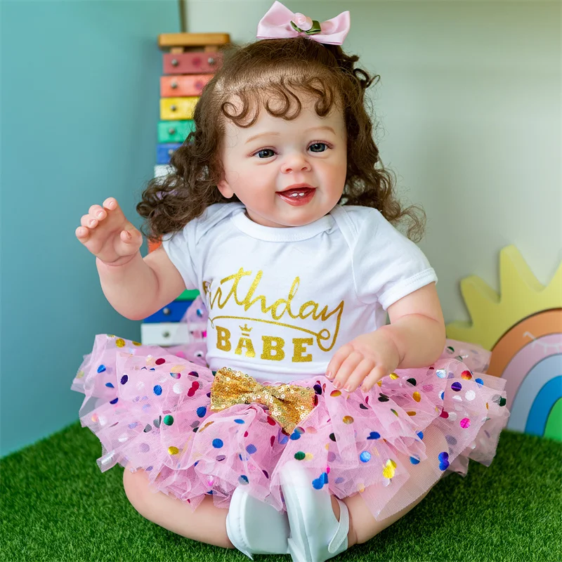 60cm Popular Soft Body Life Like Cuddle Toddler Doll Girl Reborn Baby Dolls with Rooted Hair