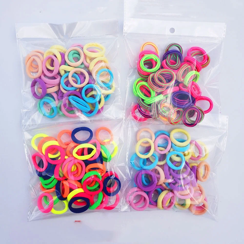 wholesale fashion nylon hair ties 50 pcs per set 3 cm towel high elastic baby hair bands girls