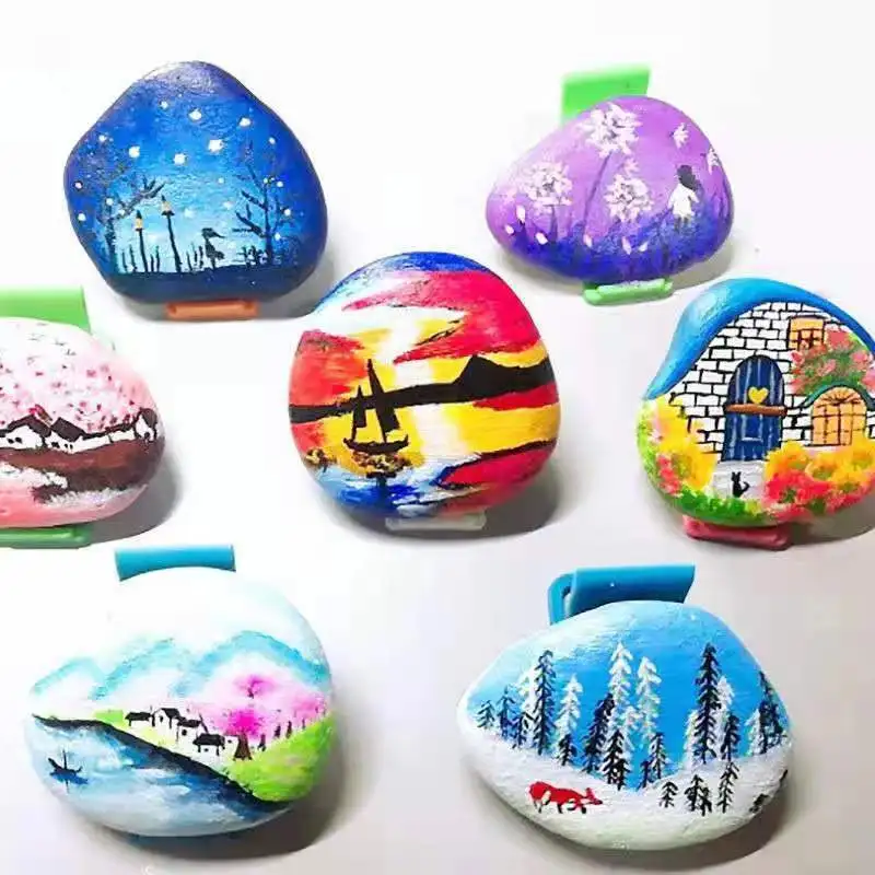 Custom packing painted raw stone Hand drawn pebbles Smooth rocks For Kids Creative Arts And Crafts Drawing