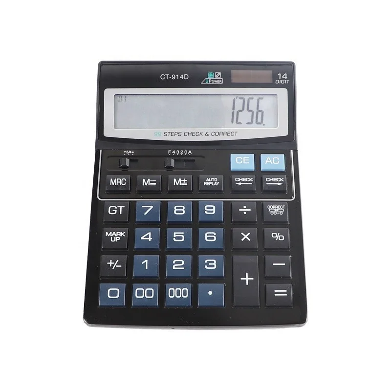 Solar Battery Desktop Calculator Large Dual Power Standard Function Business Calculator with 14 Digit Large Display Convenient