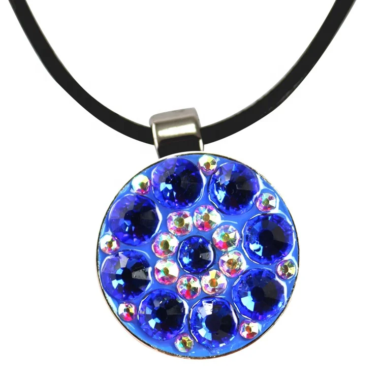Beautiful Crystal Unique Golf Ball Marker Necklace /Golf Necklace Crystal Ball Markers