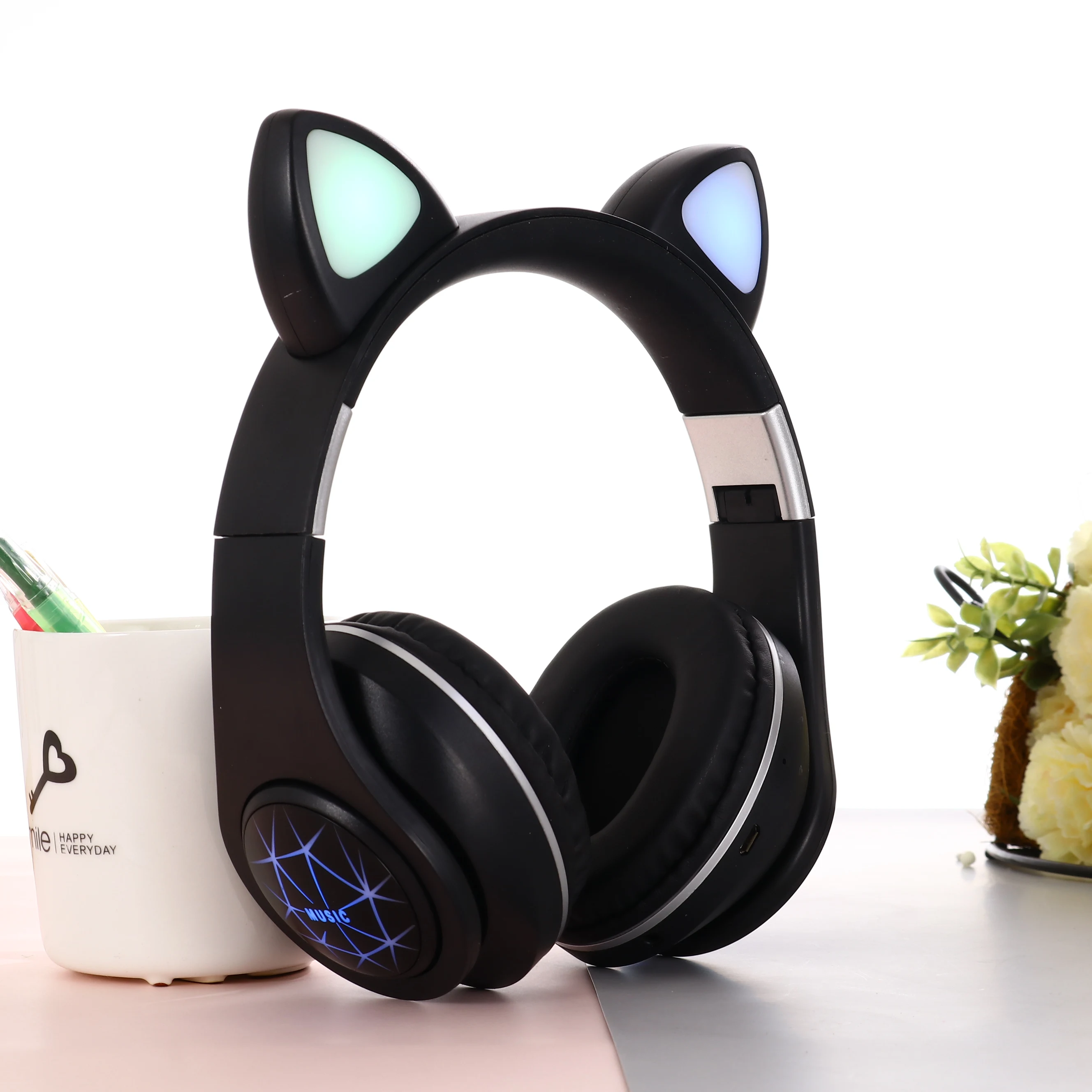 
Fashion stereo boat headphones cat ear cute gaming headphone led headphones glowing 