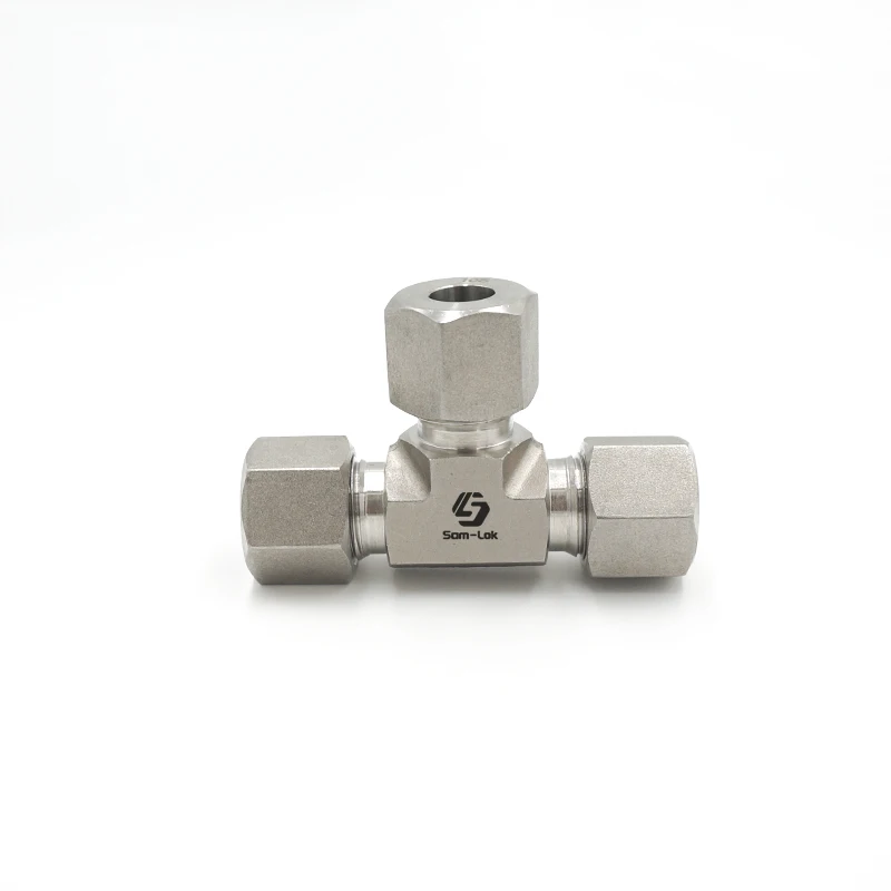 Stainless steel Hydraulic fittings single ferrule tee tube  fittings Heavy duty