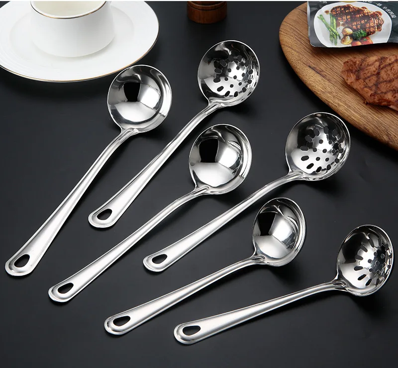 Лидер продаж набор столовых приборов из нержавеющей стали зеркальный Полировочный ковш для супа половник с прорезью и утюжок