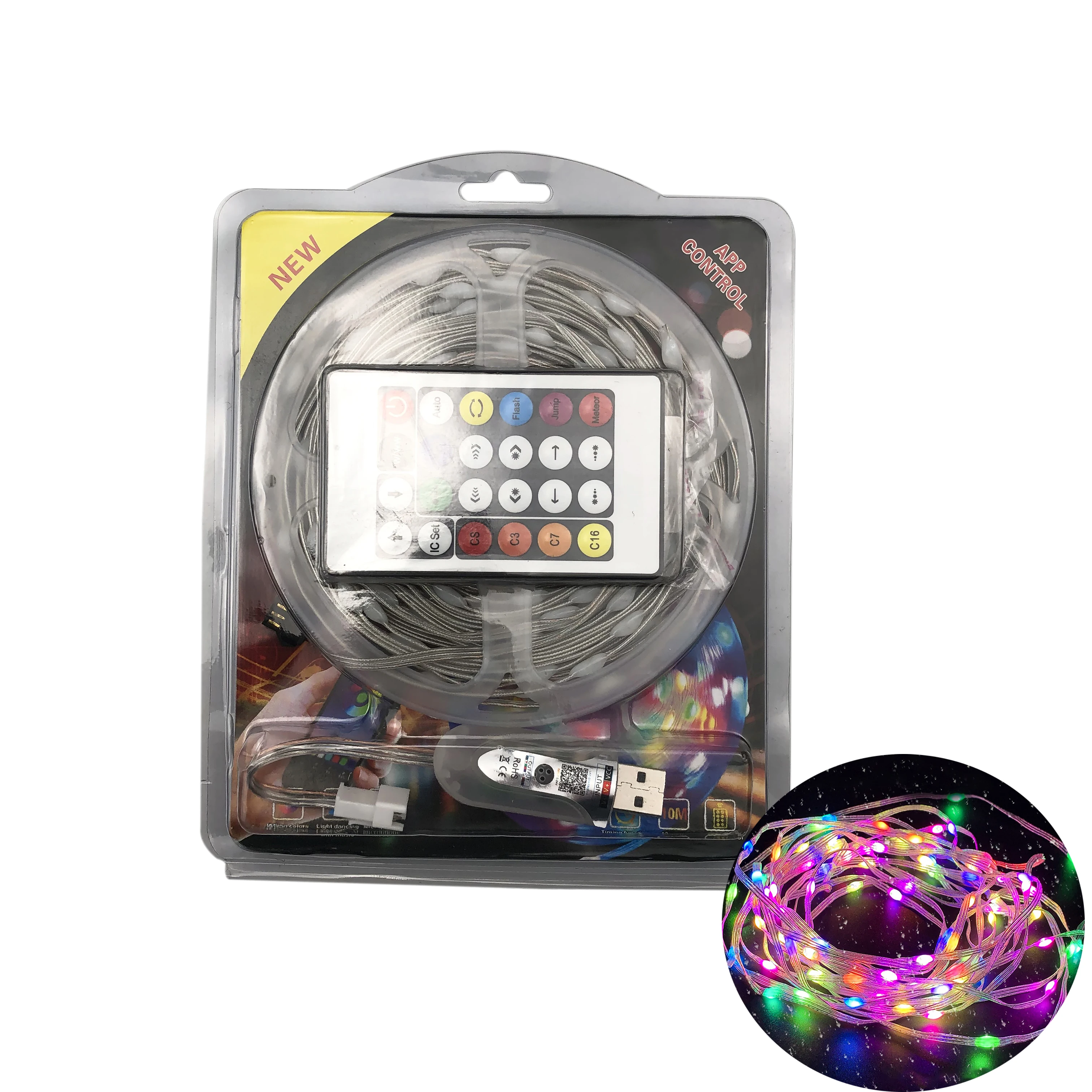 LED APP Remote Control Outdoor Christmas IP67 Waterproof Twinkle Dream Colorful 5m 10m RGB usb plugs Fairy String Strip Light