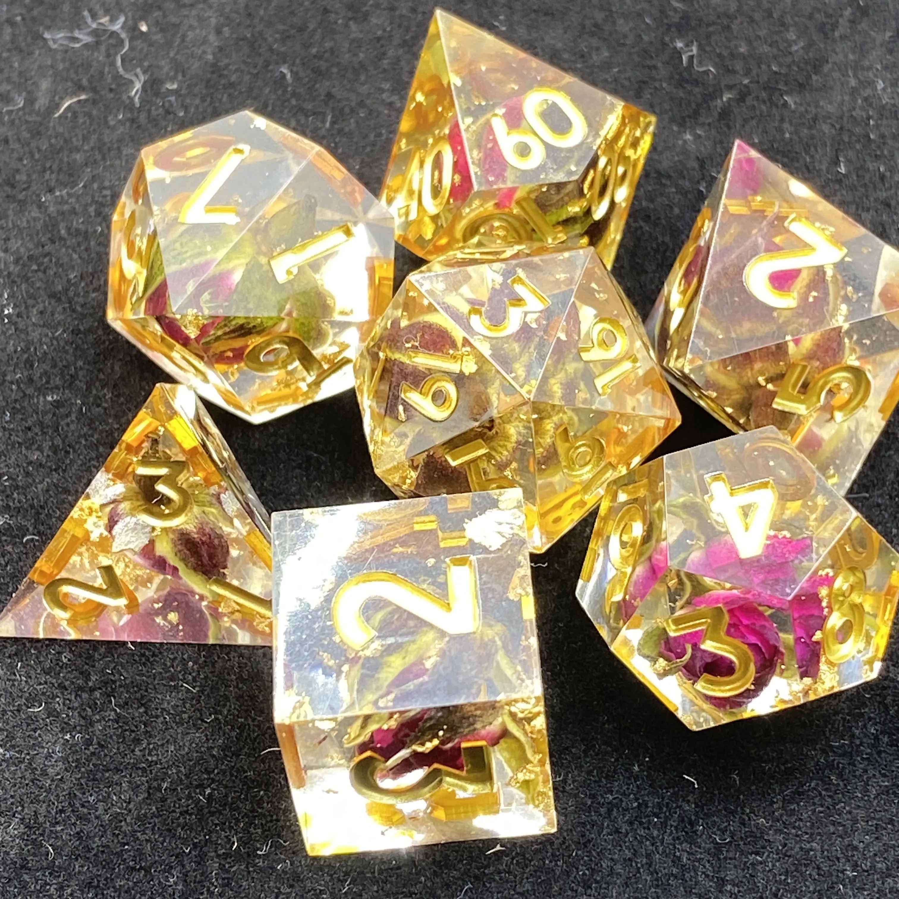 Полигидральные кости ручной работы dnd d & d 16 мм с острыми краями, набор для ролевых игр, красная роза, цветок, полимерные кости
