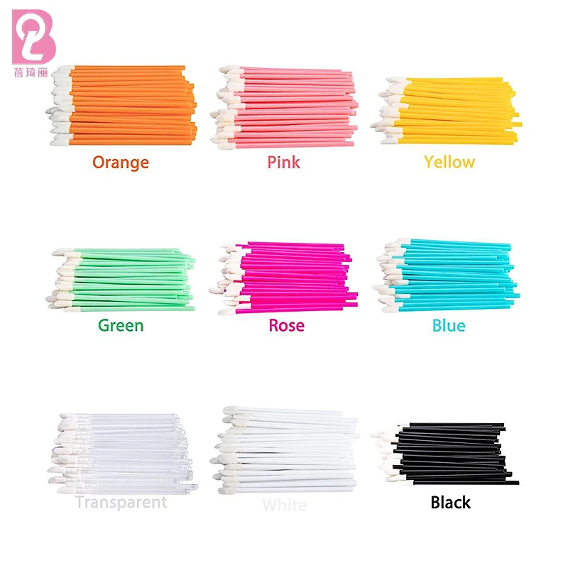 Beiqili 50pcs/bag Disposable Lip Brush,Flocking Lip Gloss Applicators for Lipstick Wands Makeup Tools Pintalabios Maquillaje