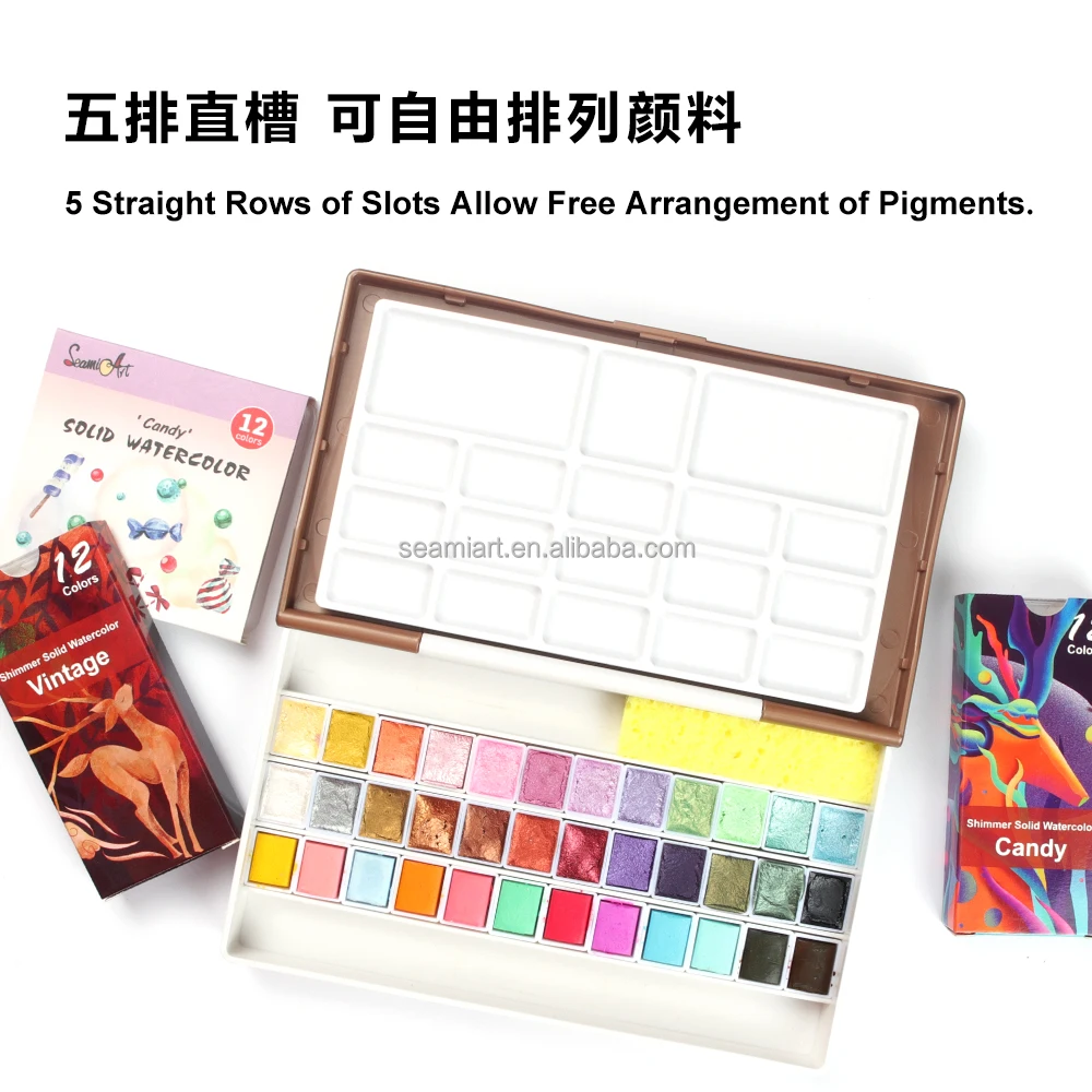 Artist Supply plastic paint palette case painting Box half pan storage for watercolors subpackage