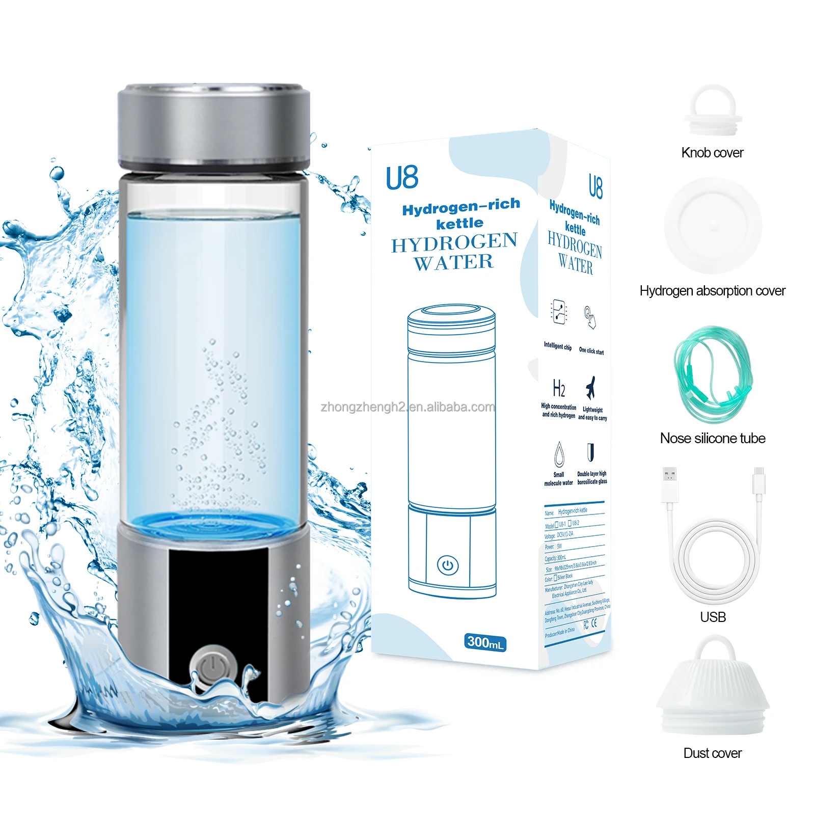 Portable Smart Rechargeable PEM SPE Hydrogen Water Bottle Generator Hydrogen Water Bottle Generator