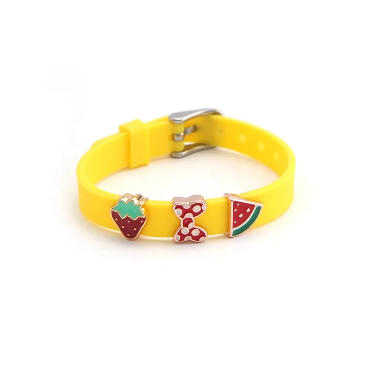 
New arrival 8mm adjustable DIY charm keepering silicone wristbands for kids 