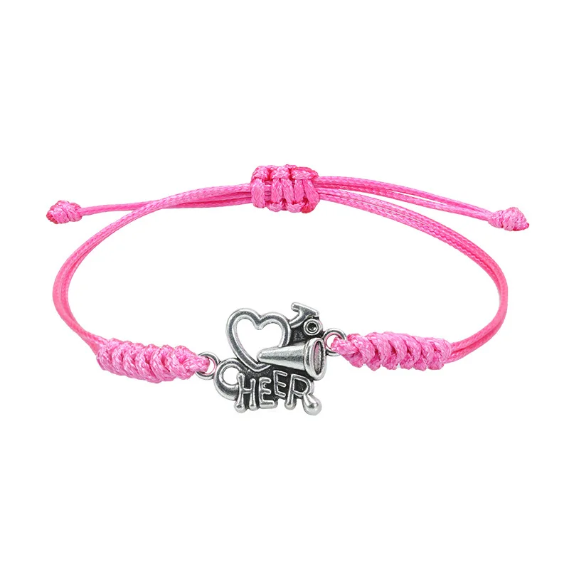 New Popular Style Cheerleading Woven Bracelet Sports Cheer Refueling Waxed Thread Textile Handmade Bracelet