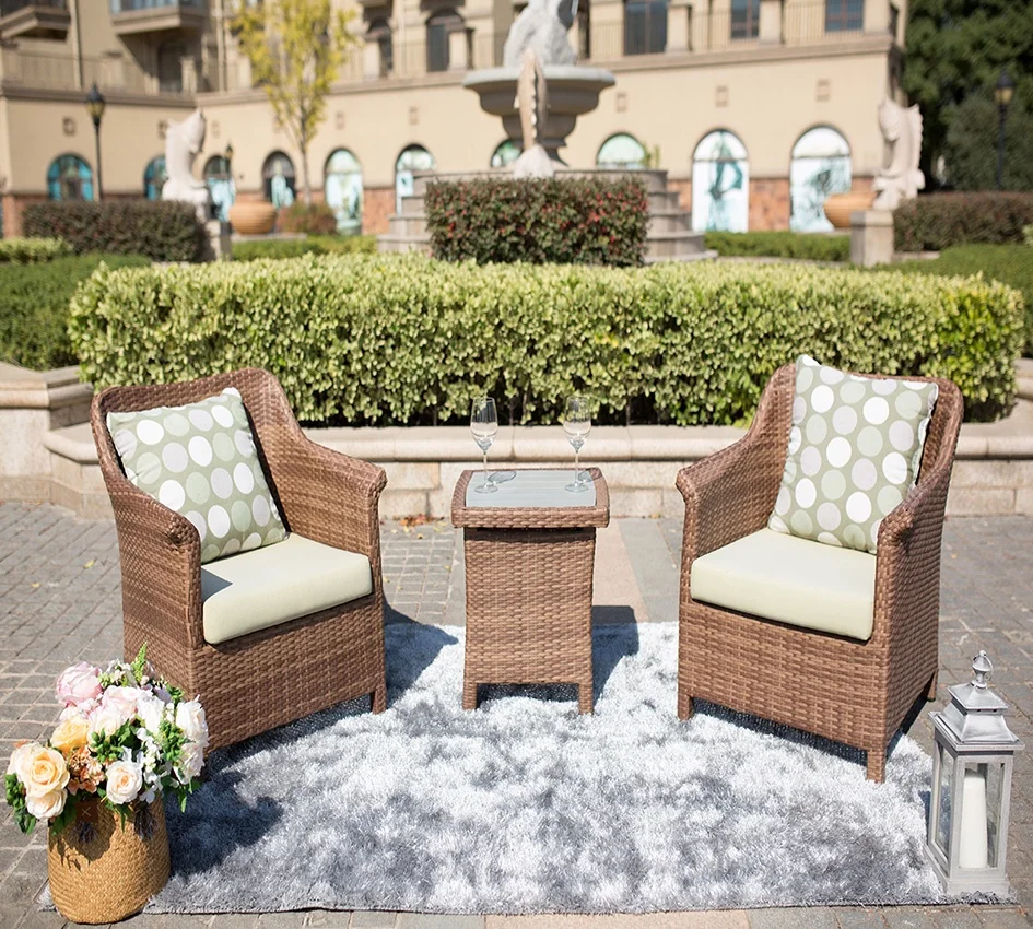 Hot sale balcony furniture 3pcs KD Aluminum outdoor rattan wicker