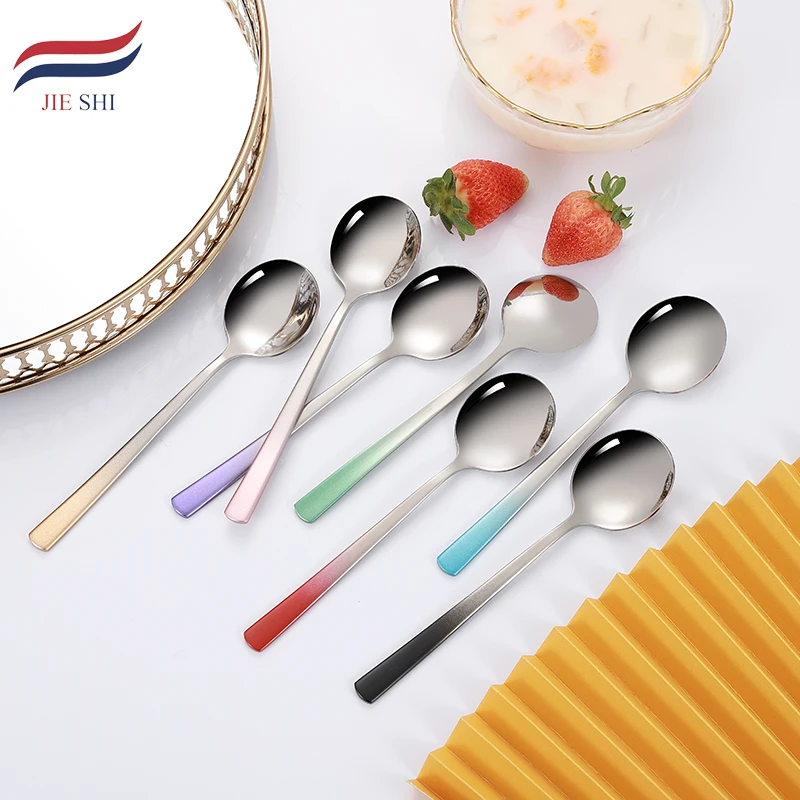 
304 stainless steel colorful handle tea spoon dessert spoon 