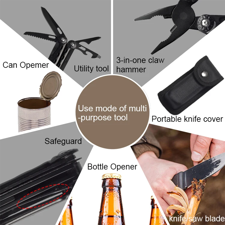 
Amazon Hot Sell Black multi functional tool carabiner style pliers hand tool 