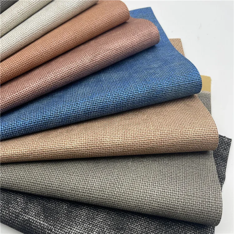 Woven Textured Embossed Pu Artificial Leather Woven Soft Cotton Bottom For Shoes And Bags Making