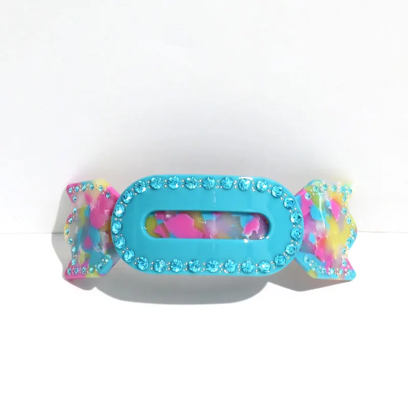 western designer bright color hair clips new 2023 coral rhinestone large barrettes for thick hair custom design acetate hairclip