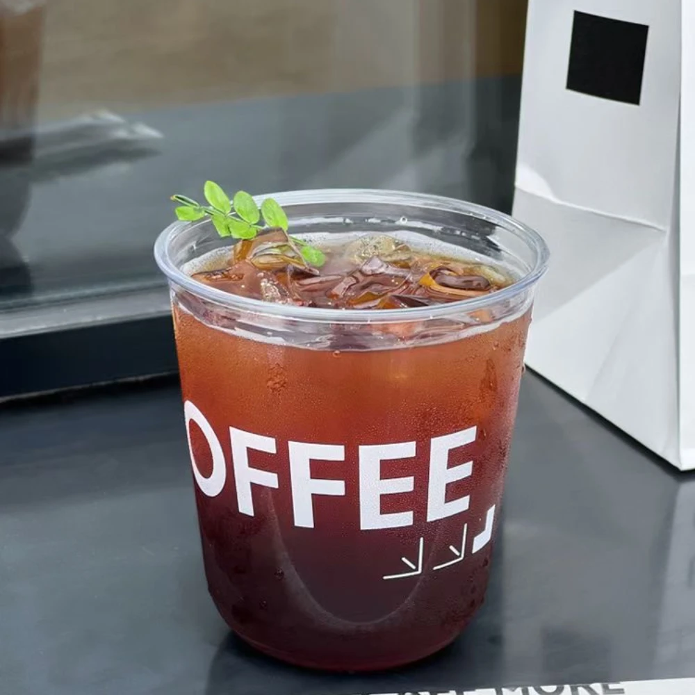 Takeaway transparent disposable plastic cup packaging 16oz ice drink cups logo printed pet glasses